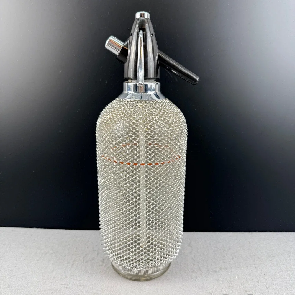 VTG Merkuria Glass Soda Siphon Wire Mesh Seltzer Bottle MCM Barware Kovo - Picture 4 of 11